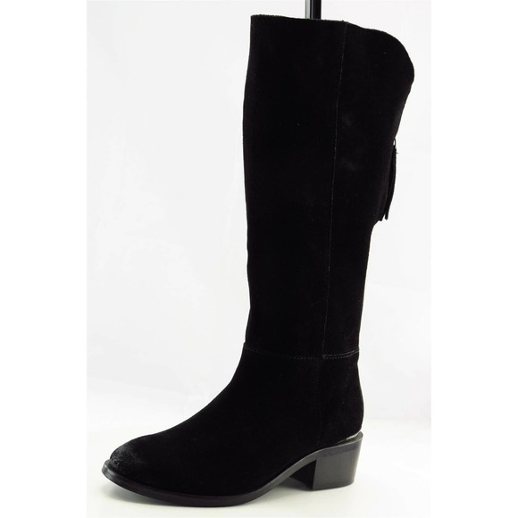 Naughty Monkey Boot Sz 6.5 M Long Round Toe‎ Black Leather Women - Picture 1 of 7